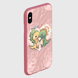 Чехол для iPhone XS Max матовый Миссис и Мистр Влюбленные динозавры - фото 2