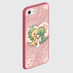 Чехол для iPhone 5/5S матовый Миссис и Мистр Влюбленные динозавры - фото 2