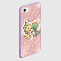 Чехол для iPhone 5/5S матовый Миссис и Мистр Влюбленные динозавры - фото 2