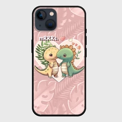 Чехол для iPhone 14 Миссис и Мистр Влюбленные динозавры
