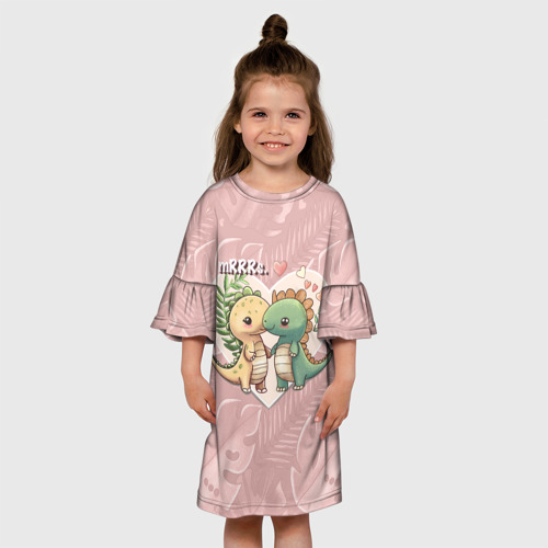 Детское платье 3D Миссис и Мистр Влюбленные динозавры, цвет 3D печать - фото 4