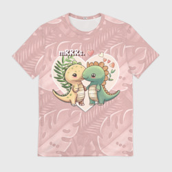 Мужская футболка 3D Миссис и Мистр Влюбленные динозавры
