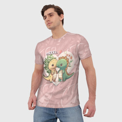 Мужская футболка 3D Миссис и Мистр Влюбленные динозавры - фото 2
