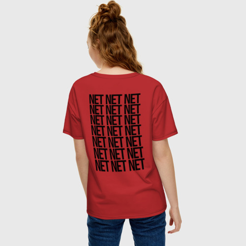Женская футболка хлопок Oversize с принтом NET, вид сзади #2
