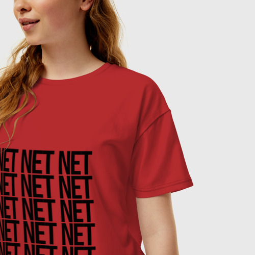 Женская футболка хлопок Oversize с принтом NET, фото на моделе #1