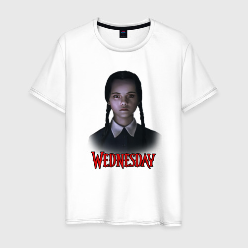 Мужская футболка из хлопка с принтом Wednesday     horror, вид спереди №1