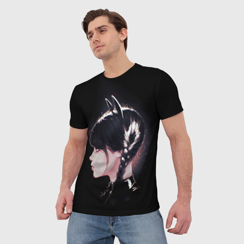 Мужская футболка 3D с принтом Wednesday - Wednesday Addams, фото на моделе #1