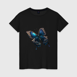 Женская футболка хлопок Сапфировая бабочка