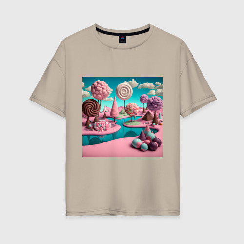 Женская футболка хлопок Oversize с принтом Сладкая поляна, вид спереди #2