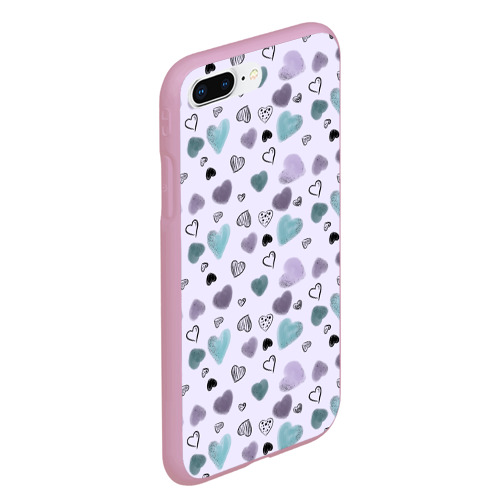Чехол для iPhone 7Plus/8 Plus матовый Розовый паттерн с сердечками, цвет розовый - фото 3