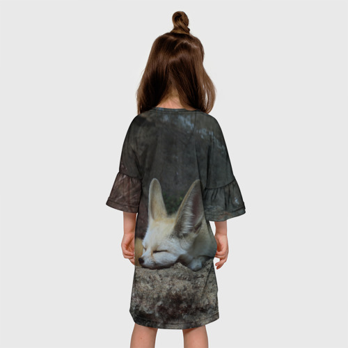 Детское платье 3D с принтом Фенек, вид сзади #2