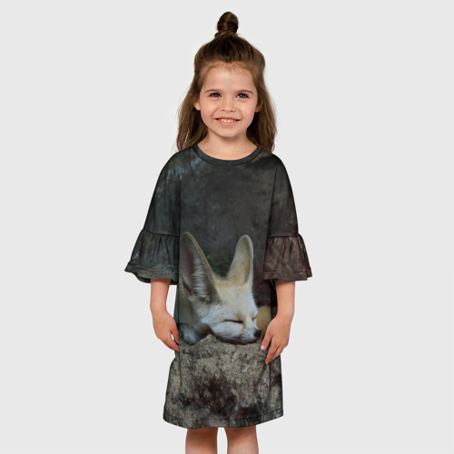 Детское платье 3D с принтом Фенек, вид сбоку #3