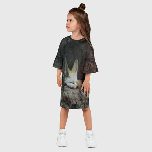 Детское платье 3D с принтом Фенек, фото на моделе #1