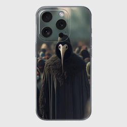 Чехол для iPhone 15 Pro силиконовый с защитой камеры Чумной доктор в толпе