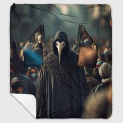 Плед с рукавами Чумной доктор в толпе