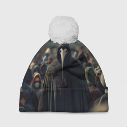 Шапка 3D c помпоном Чумной доктор в толпе