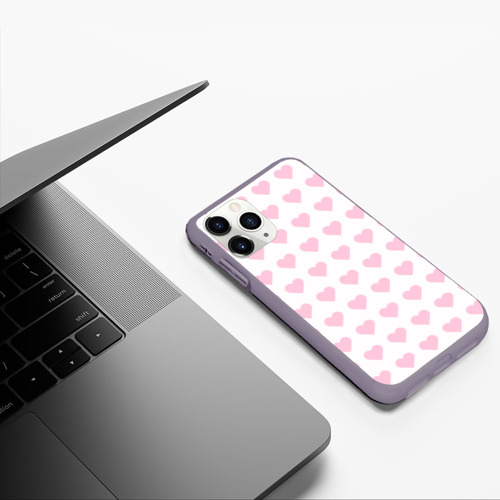 Чехол для iPhone 11 Pro матовый с принтом Pink hearts, фото #5