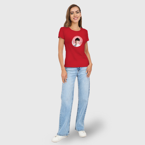 Женская футболка хлопок Slim Ли Дон Ук - Двадцать пять двадцать один, цвет красный - фото 5