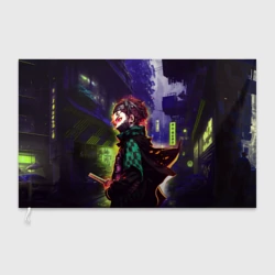 Флаг 3D Клинок, рассекающий демонов - Киберпанк