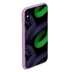 Чехол для iPhone XS Max матовый Яркие полосы на темном фоне - фото 2