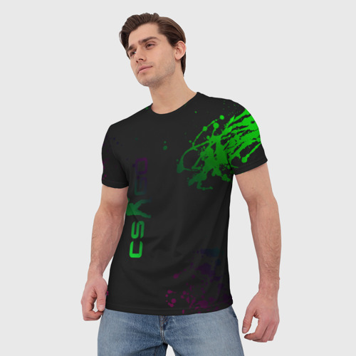 Мужская футболка 3D с принтом CS GO Splashes, фото на моделе #1