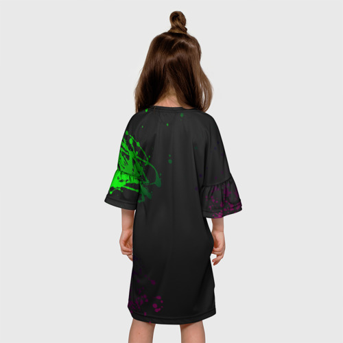Детское платье 3D с принтом CS GO Splashes, вид сзади #2