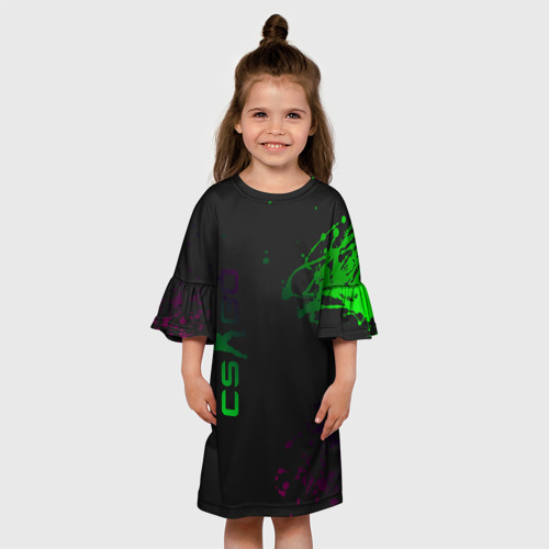 Детское платье 3D с принтом CS GO Splashes, вид сбоку #3