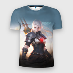 Мужская футболка 3D Slim The Witcher girl art