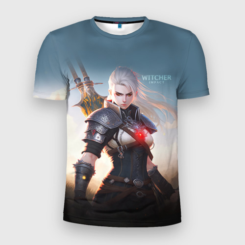 Мужская футболка 3D Slim The Witcher girl art, цвет 3D печать