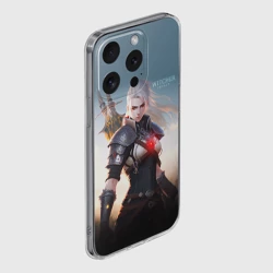Чехол для iPhone 15 Pro силиконовый с защитой камеры The Witcher girl art - фото 2
