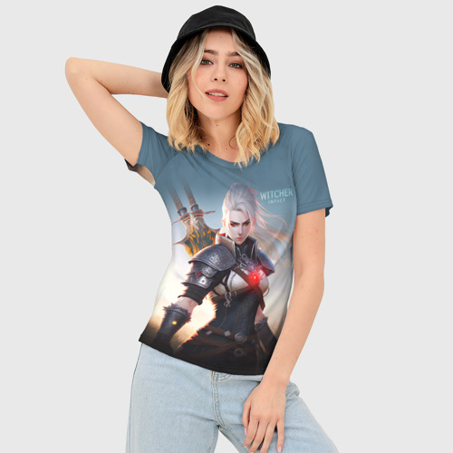 Женская футболка 3D Slim The Witcher girl art, цвет 3D печать - фото 3