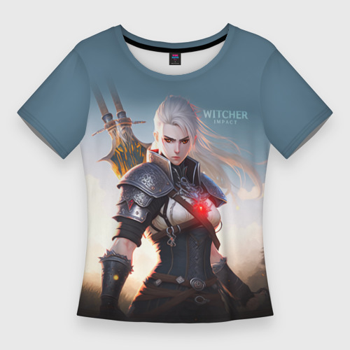 Женская футболка 3D Slim The Witcher girl art, цвет 3D печать