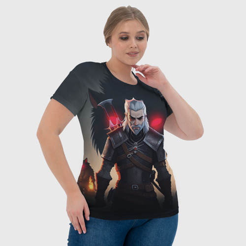 Женская футболка 3D The Witcher and wolf, цвет 3D печать - фото 6