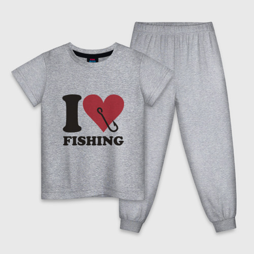 Детская пижама хлопок с принтом Люблю рыбалочку, вид спереди #2