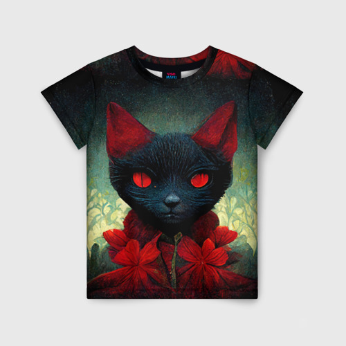 Детская футболка 3D Dark cat, цвет 3D печать