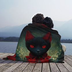 Плед с принтом Dark cat для любого человека, вид спереди №3. Цвет основы: 3d (велсофт)