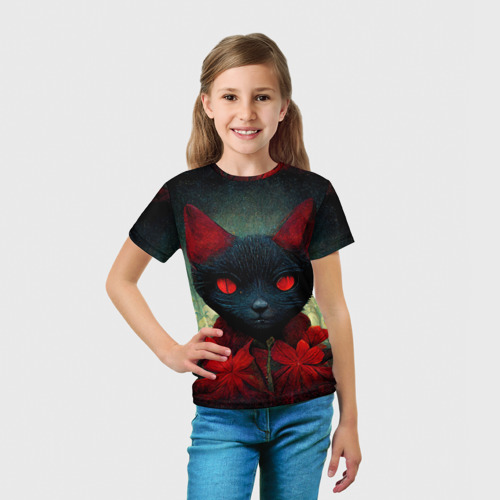 Детская футболка 3D Dark cat, цвет 3D печать - фото 5