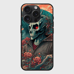 Чехол силиконовый для Apple iPhone 15 Pro Мax матовый Череп самурая