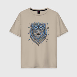 Медведь в стиле мезенской росписи – Женская футболка хлопок Oversize с принтом купить со скидкой в -16%