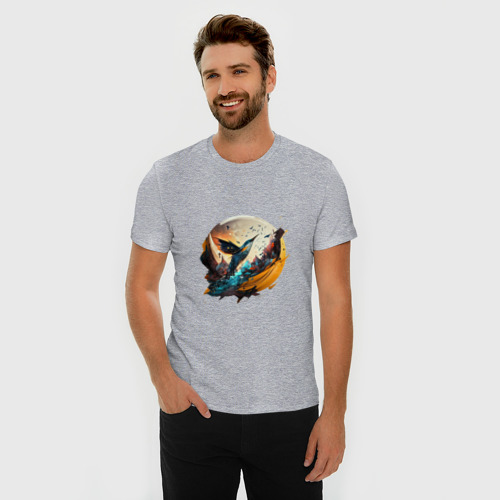 Мужская футболка хлопок Slim Арт абстракция - птица, цвет меланж - фото 3