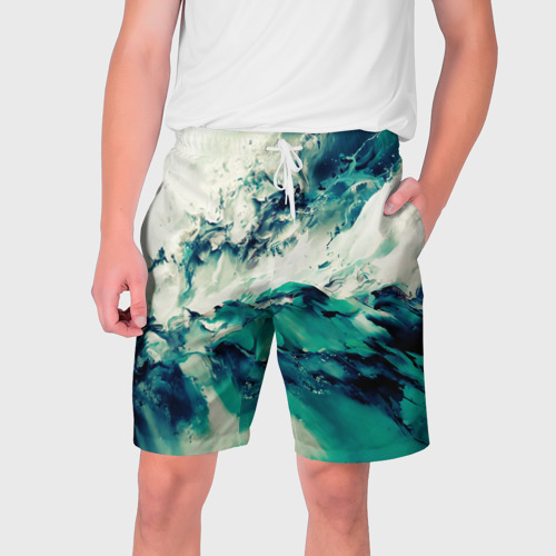 Мужские шорты 3D с принтом Всплеск воды абстракция, вид спереди #2