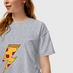 Женская футболка хлопок Oversize Пицца молния - фото 2