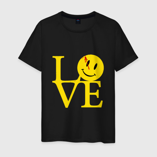 Мужская футболка хлопок Smile love, цвет черный
