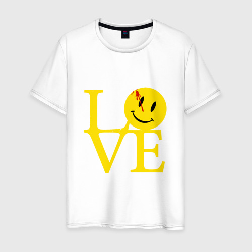 Мужская футболка из хлопка с принтом Smile love, вид спереди №1