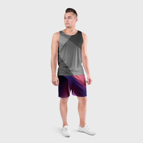 Мужские шорты спортивные с принтом Текстурная волна, вид сбоку #3