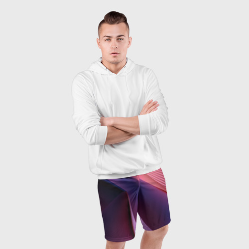 Мужские шорты спортивные с принтом Текстурная волна, фото #4