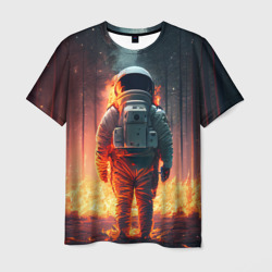 Мужская футболка 3D Космонавт в горящем лесу