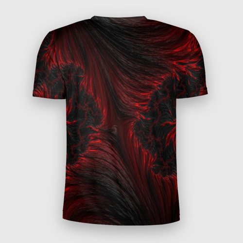 Мужская футболка 3D Slim с принтом Красно - черные текстуры, вид сзади #1