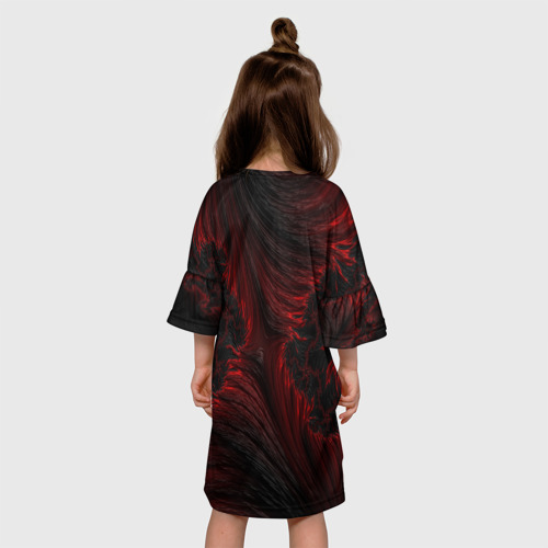 Детское платье 3D с принтом Красно - черные текстуры, вид сзади #2