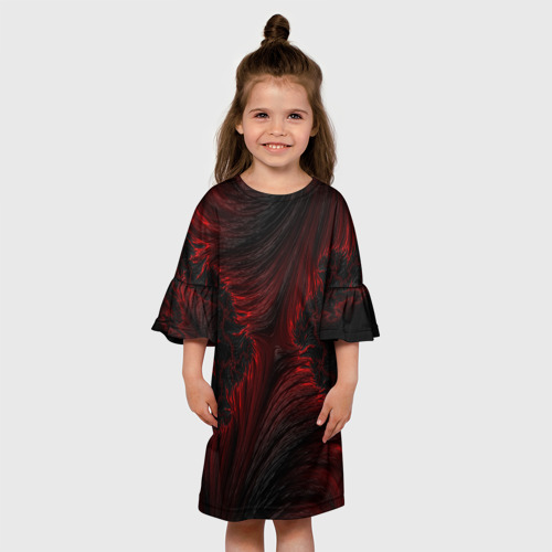 Детское платье 3D с принтом Красно - черные текстуры, вид сбоку #3